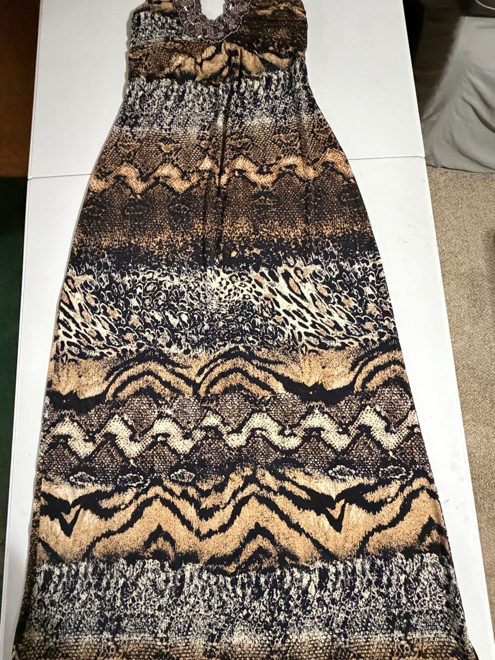 VENUS Animal-Print Maxi Skirt in Black and Brown